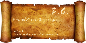 Prahács Orsolya névjegykártya